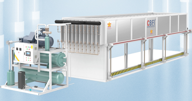 直冷式塊冰機利用制冷劑與水直接接觸換熱